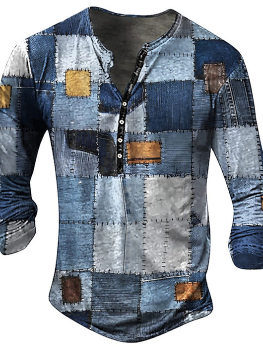 Camiseta Manga Larga para Hombre con Botones de Solapa Abierta e Impresión Digital - Image 48