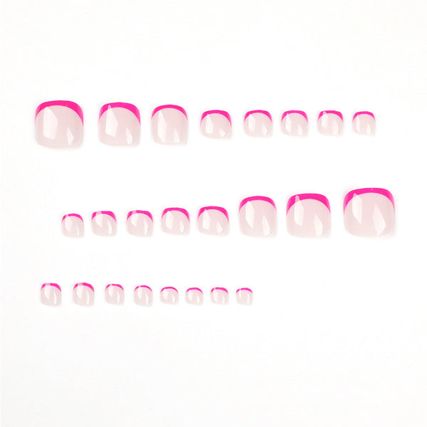 Uñas Postizas Removibles Rojo Rosa Francés Elegante