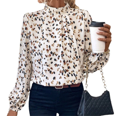 Blusa Estampada Cuello Mao Manga Larga Coordinable para Mujer - Image 5
