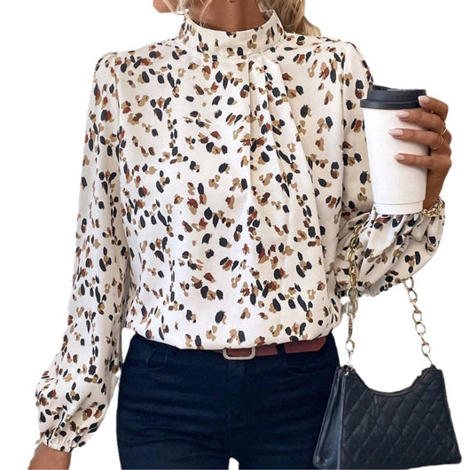 Blusa Estampada Cuello Mao Manga Larga Coordinable para Mujer - Image 5