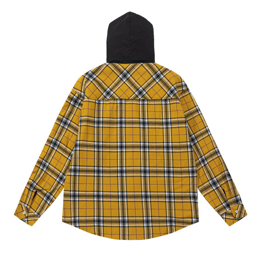 Camisa de Cuadros Colorblock Estilo Europeo Americana con Capucha - Image 2