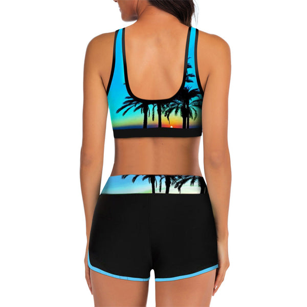Bikini Estilo Vacaciones con Estampado Digital y Corte Asimétrico