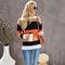 Suéter Mujer Otoño Invierno Rayas Contraste Cuello Redondo
