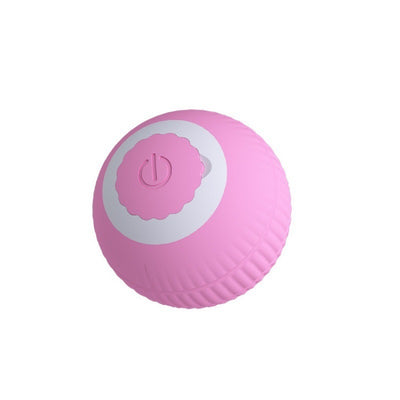 Two pink smart cat toy balls with ridged texture and a power button, offering 60 minutes of play on a full charge. - Image 6