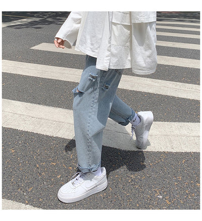 Jeans Rectos Holgados con Rotos para Hombre - Image 22