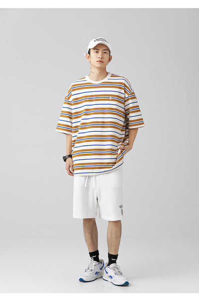 Playera Hombre Rayas Contraste Retro Suelta Versátil - Image 23