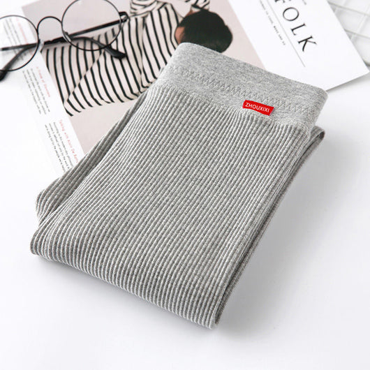 Pantalones Capri Grises de Cintura Alta para Mujer - Algodón Ligero con Rayas Verticales - Image 17