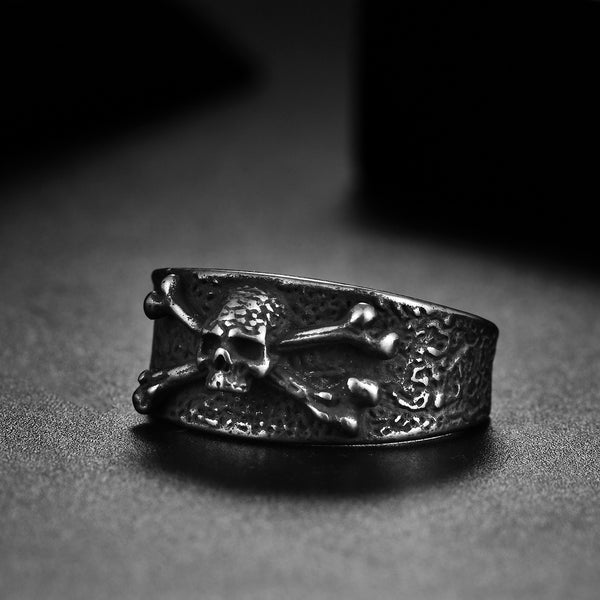 Anillo Calavera Punk Acero Titanio Estilo Retro para Hombre