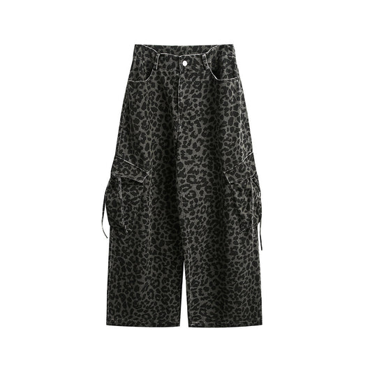 Pantalones Vintage Estampado Leopardo Cintura Alta con Bolsillos Grandes - Image 7