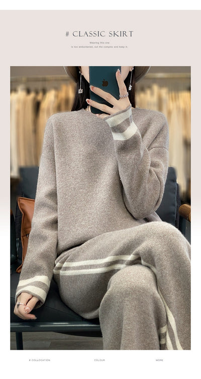 Conjunto de Pantalón Ancho y Suéter Tejido en Lana - Estilo Casual Relajado - Image 26