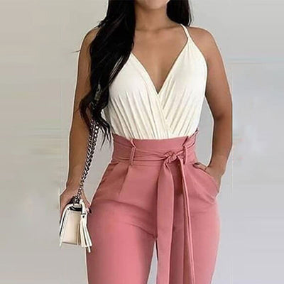 Traje Dos Piezas con Estampado Contrastante Europeo Americano - Image 4