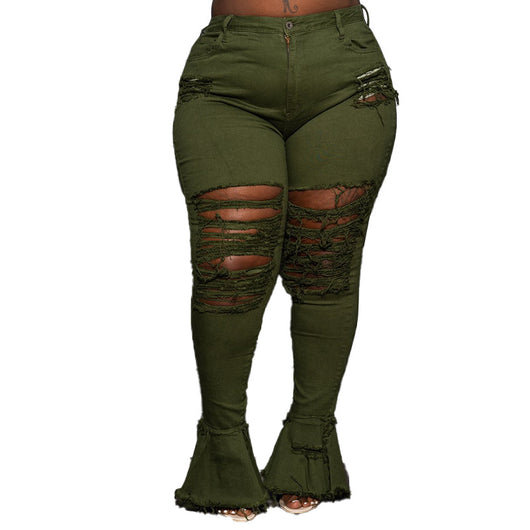 Pantalones Vaqueros Rotos Talla Grande Estilo Urbano para Mujer - Image 9