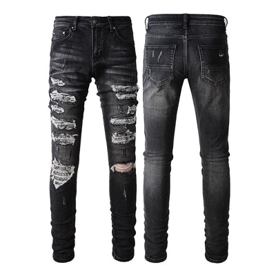 Jeans Gris Vintage Desgastado High Street Hipster - Image 13