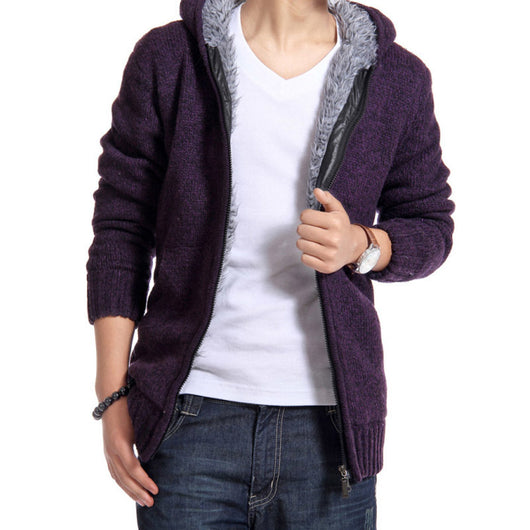 Cardigan con Capucha Coreano Slim Fit en Punto - Image 17