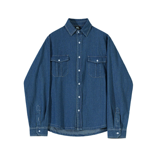 Camisa Suelta Estilo Coreano Azul para Trabajo - Image 9
