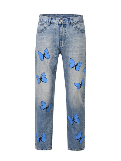 Jeans Ajustados Hip-hop con Estampado de Mariposas para Hombre y Mujer - Image 11