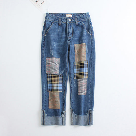 Pantalón Ancho de Cintura Alta con Detalles de Costuras y Rotos Irregulares - Image 9