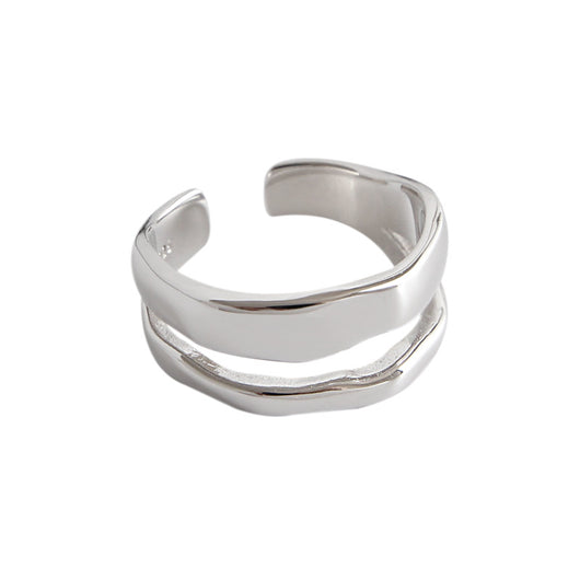Anillo Doble Apertura Irregular para Mujer en Plata - Image 3