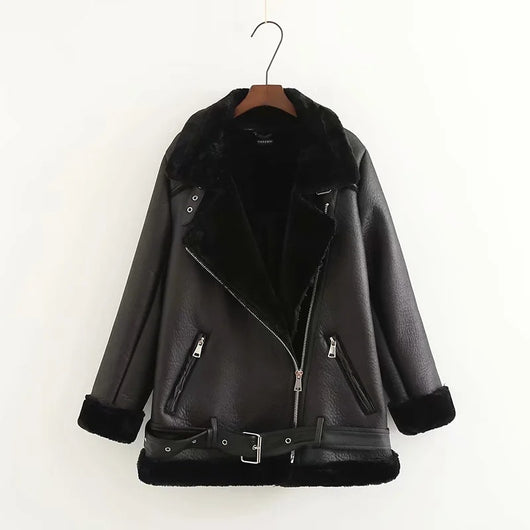 Chaqueta de Cuero PU con Cinturón Ajustable para Mujer - Estilo Trendy - Image 7