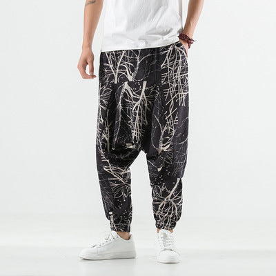 Pantalones Harem Casuales de Algodón y Lino para Hombre - Image 24
