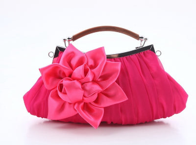 Bolso de Noche Satinado con Flor - Clutch Elegante para Mujer - Image 5