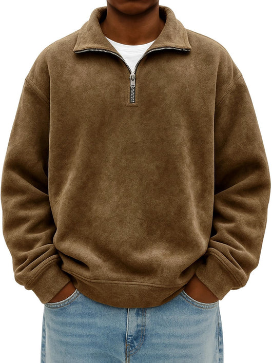 Sudadera Oversized Vintage con Cierre de Medio Cuello para Hombre - Image 11