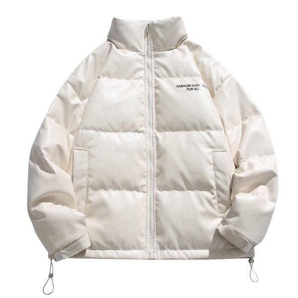 Chaqueta Acolchada de Plumón de Pato Blanco con Cuello Alzado para Hombre