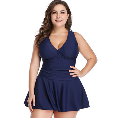 Traje de Baño Enterizo con Falda Estampada - Cobertura Abdominal