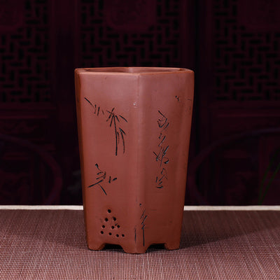Maceta Hexagonal de Arena Púrpura con Flores para Suculentas y Plantas de Escritorio - Image 3