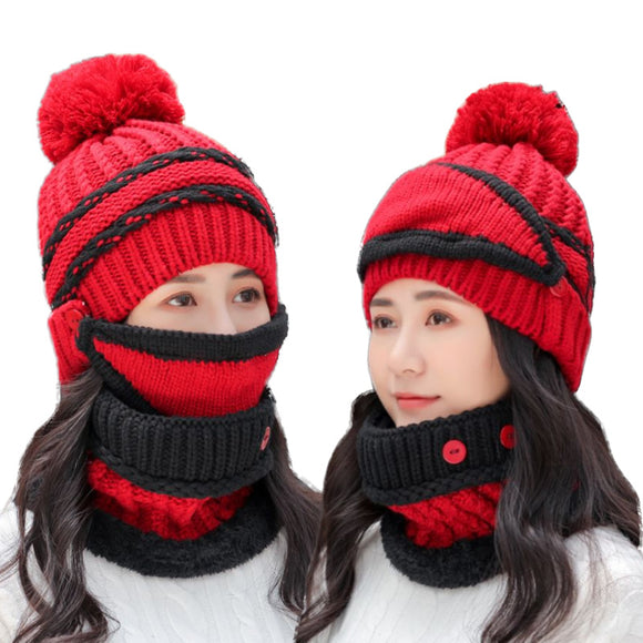 Conjunto de Gorro y Bufanda Tejido en Algodón Cálido