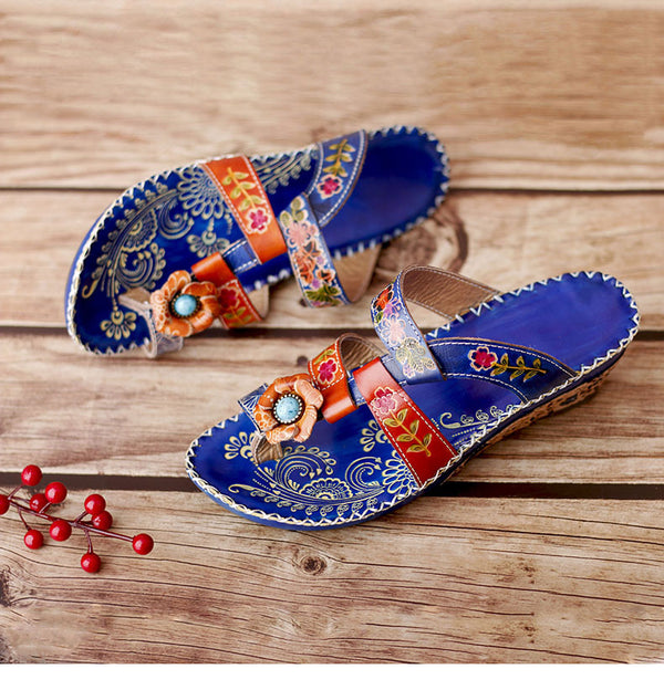 Sandalias Étnicas para Mujer con Tacón Medio Ligero