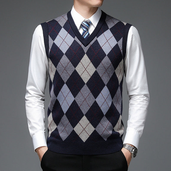 Chaleco de Punto sin Mangas V-neck para Hombre - Otoño e Invierno