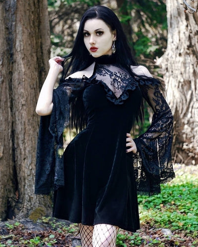 Vestido de Encaje Gótico con Paneles Oscuros - Image 13