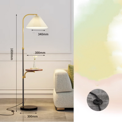 Lámpara de Pie para Sala con Pantalla Plisada y Base de Madera Maciza - Image 50