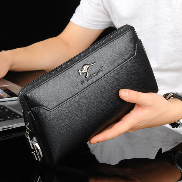 Cartera de Cuero para Hombre con Cierre de Contraseña Anti-robo