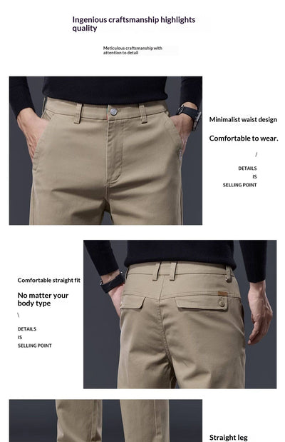Pantalones Casuales de Algodón Puro con Stretch - Corte Recto Relajado para Hombre - Image 14