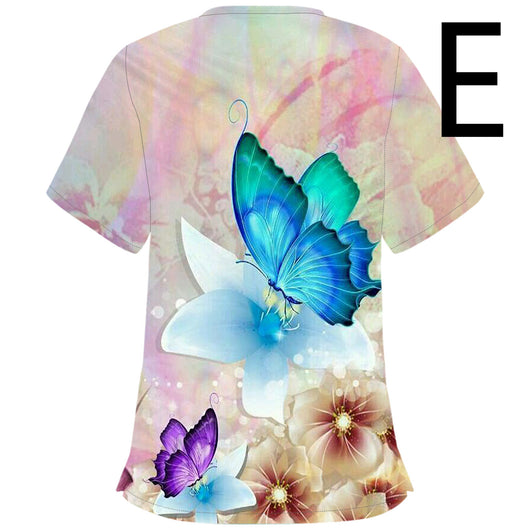 Camiseta Casual para Enfermeras con Diseño Mariposa 3D - Image 5