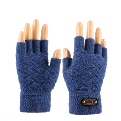 Guantes Hombre Medios Dedos Táctiles Cálidos Tejidos - Image 7