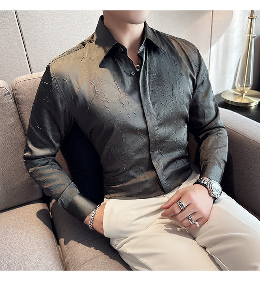 Camisa Larga Hombre Ice Silk Textura Premium - Transpirable y Fresca - Image 15