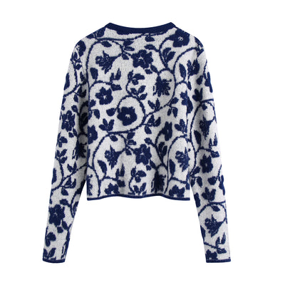 Suéter Tejido con Estampado Floral Estilo Europeo para Mujer - Image 7