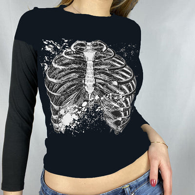 Camiseta Retro Estampado Esternal Manga Larga Estilo Street Hot Girl - Image 13