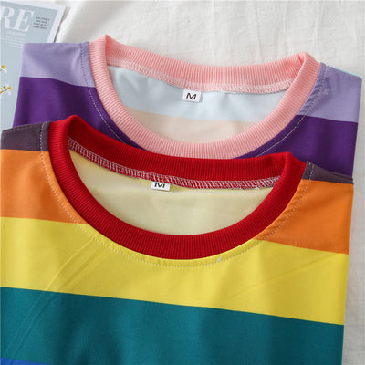 Sudadera Suelta con Capucha de Rayas Arcoíris - Image 13
