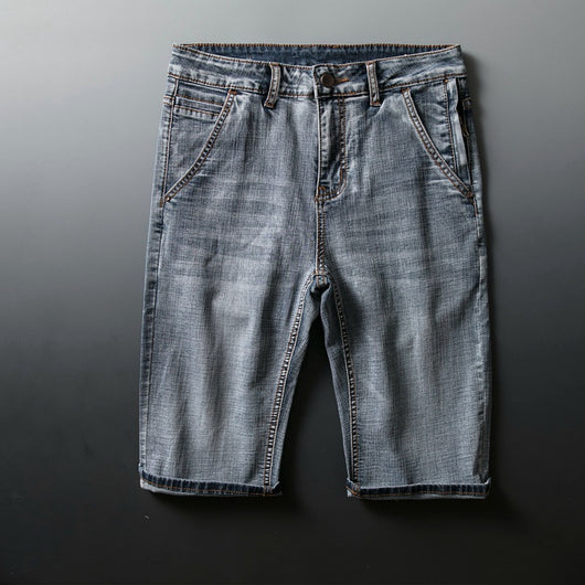 Pantalones Cortos de Mezclilla Azul Claro Elásticos para Hombre - Comodidad Veraniega - Image 8