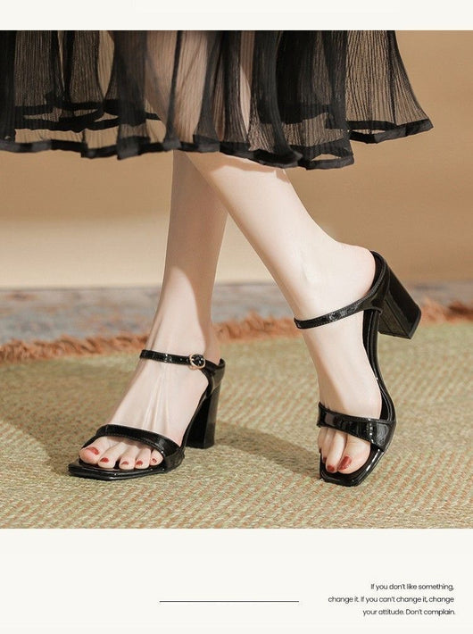 Sandalias de Tacón Grueso Estilo Europeo con Tira Trasera y Punta Abierta - Image 18