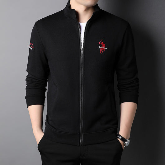 Chaqueta Casual de Algodón con Cierre y Bordados para Hombre