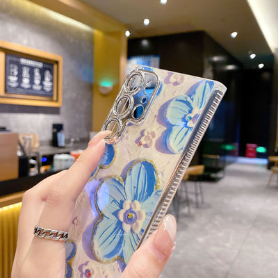 Funda para Celular con Diseño Floral de Diamantes y Protección de Lente - Image 19