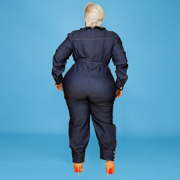Jumpsuit de Mezclilla Talla Grande para Mujer - Comodidad y Estilo Otoñal
