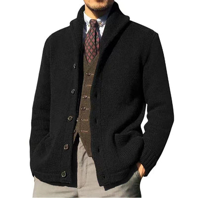 Cardigan de Cuello Chal Tejido Cable con Bolsillos y Botones - Image 2