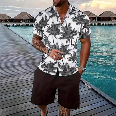 Traje Hawaiano Hombre 3D Estampado Manga Corta