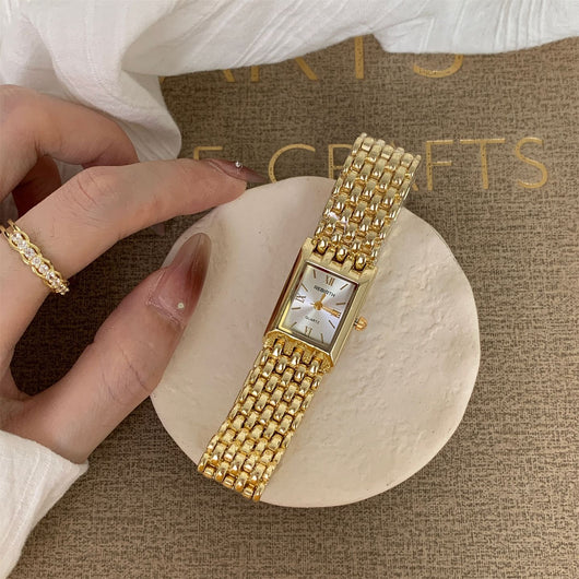 Reloj Rectangular de Cuarzo Dorado con Pulsera de Acero para Mujer - Image 4